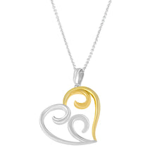 Load image into Gallery viewer, 10K Yellow Gold Over .925 Sterling Silver Open Heart with Swirls 18" Box Chain Pendant Necklace
