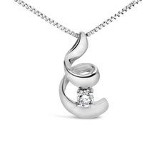 Load image into Gallery viewer, 10K White Gold 1/10 Cttw Diamond Solitaire Spiral 18" Pendant Necklace (I-J Color, I2-I3 Clarity)
