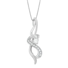 Load image into Gallery viewer, Espira 10K White Gold 1/5 cttw Round Cut Diamond Swirl Pendant Necklace (J-K, I1-I2)
