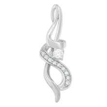 Load image into Gallery viewer, Espira 10K White Gold 1/5 cttw Round Cut Diamond Swirl Pendant Necklace (J-K, I1-I2)
