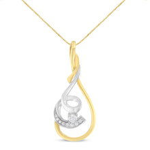 Load image into Gallery viewer, Espira 10K Two-Tone Yellow &amp; White 1/6 Cttw Brilliant-Cut Diamond Layered Spiral 18" Pendant Necklace (H-I Color, I2-I3 Clarity)
