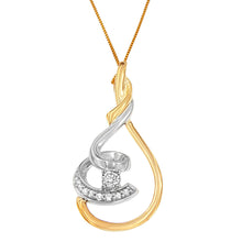 Load image into Gallery viewer, Espira 10K Two-Tone Yellow &amp; White 1/6 Cttw Brilliant-Cut Diamond Layered Spiral 18" Pendant Necklace (H-I Color, I2-I3 Clarity)
