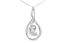 Load image into Gallery viewer, Espira 10K White Gold 1/8 cttw Round Cut Diamond Layered Spiral Pendant Necklace (I-J, I1-I2)
