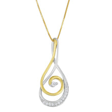 Load image into Gallery viewer, Espira 10K Two-Tone Gold Round Cut Diamond Sparkling Spiral Pendant Necklace (1/6 cttw, J-K Color, I2-I3 Clarity)
