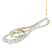 Load image into Gallery viewer, Espira 10K Two-Tone Gold Round Cut Diamond Sparkling Spiral Pendant Necklace (1/6 cttw, J-K Color, I2-I3 Clarity)
