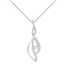 Load image into Gallery viewer, Espira 10K White Gold Round Diamond Accented Open Cascade Twist 18" Pendant Necklace (1/10 Cttw, J-K Color, I1-I2 Clarity)
