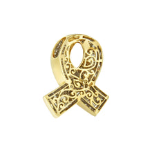 将图片加载到图库查看器，14K Yellow Gold 2 5/8 cttw Channel Set White Diamond Awareness Ribbon Pendant Necklace (G-H Color, VS1-VS2 Clarity) - NO CHAIN
