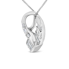 Load image into Gallery viewer, 14k White Gold 1 5/8 Cttw Invisible Set Princess and Channel Set Baguette Diamond Curved Oval Shape Pendant Necklace (G-H Color, VS2-SI1 Clarity)
