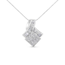 将图片加载到图库查看器，14k White Gold 2 1/10 Cttw Princess and Baguette Geometric Designed Diamond Pendant Necklace (G-H Color, VS1-VS2 Clarity) - NO CHAIN INCLUDED
