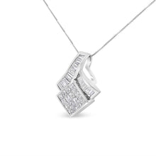将图片加载到图库查看器，14k White Gold 2 1/10 Cttw Princess and Baguette Geometric Designed Diamond Pendant Necklace (G-H Color, VS1-VS2 Clarity) - NO CHAIN INCLUDED
