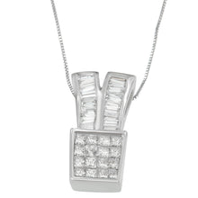 Load image into Gallery viewer, 14K White Gold 1 1/3 cttw Princess and Baguette Cut Diamond Sparkling Shapes Pendant Necklace (H-I, SI1-SI2)
