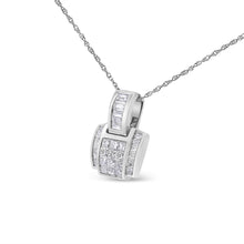 Load image into Gallery viewer, 14K White Gold 2 1/5 Cttw Princess Cut Composite Diamond Pendant with Diamond Bale Pendant Necklace (H-I Color,SI1-SI2 Clarity) - NO CHAIN INCLUDED
