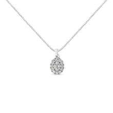 将图片加载到图库查看器，.925 Sterling Silver 1 1/2 Cttw Diamond Oval Cluster Pendant Necklace (I-J Color, I2-I3 Clarity) - 18"
