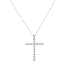 Load image into Gallery viewer, .925 Sterling Silver 1/6 Cttw Brilliant-Cut Diamond Miracle-Set Shared Prong Cross 18" Pendant Necklace (I-J Color, I2-I3 Clarity)

