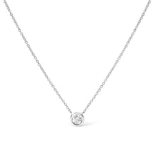 将图片加载到图库查看器，10K White Gold 1/10 Carat Round Brilliant-Cut Diamond Modern Bezel-Set Solitaire 16"-18" Pendant Necklace (H-I Color, SI2-I1 Clarity)
