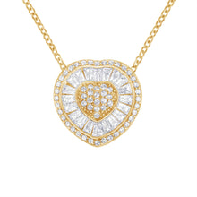 将图片加载到图库查看器，10KT Yellow Gold Diamond Heart Pendant Necklace (1/2 cttw, H-I Color, I1-I2 Clarity)
