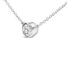 将图片加载到图库查看器，14K White Gold 1.00 Cttw Bezel Set Round Lab-Grown Diamond Solitaire 18" Pendant Necklace (F-G Color, VS1-VS2 Clarity)
