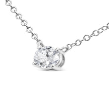 将图片加载到图库查看器，14K White Gold 1/2 Cttw Lab Grown Oval Shape Solitaire Diamond East West 18" Pendant Necklace (E-F Color, VS1-VS2 Clarity)
