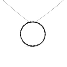 将图片加载到图库查看器，.925 Sterling Silver 4.0 Cttw Black Diamond Open Hoop Circle 18" Pendant Necklace (Black Color, I2-I3 Clarity)
