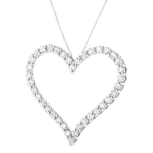 Load image into Gallery viewer, .925 Sterling Silver 3.0 cttw Round-Cut Diamond Open Heart Pendant Necklace (I-J Color, I2-I3 Clarity) - 18"
