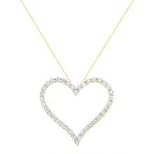 Load image into Gallery viewer, 10k Yellow Gold Plated .925 Sterling Silver 3.0 cttw Round-Cut Diamond Open Heart Pendant Necklace (J-K Color, I1-I2 Clarity) - 18"
