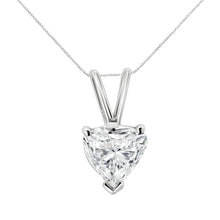 将图片加载到图库查看器，14K White Gold 1/5 Cttw 3-Prong Set Heart Shaped Solitaire Lab Grown Diamond 18" Pendant Necklace (F-G Color, VS2-SI1 Clarity)
