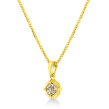 Load image into Gallery viewer, 14K Yellow Gold Plated .925 Sterling Silver 1/2 Cttw Brilliant Round Cut Diamond Solitaire Milgrain 18" Pendant Necklace (K-L Color, I2-I3 Clarity)
