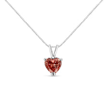 将图片加载到图库查看器，IGI Certified 14K White Gold Martini Set 1.00 Cttw Lab Grown Pink Heart Diamond Solitaire 18" Pendant Necklace (Pink Color, SI2 Clarity)
