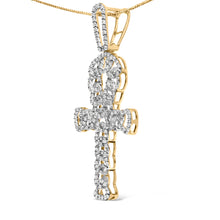 Load image into Gallery viewer, 10K Yellow Gold 1.00 Cttw Ankh Cross Pendant (H-I Color, SI1-SI2 Clarity) -18" Inches
