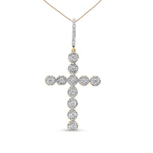 将图片加载到图库查看器，10K Yellow Gold 5/8 Cttw Miracle Set Round Diamond Circle Link Cross Pendant Necklace for Men (H-I Color, SI1-SI2 Clarity) - NO CHAIN INCLUDED
