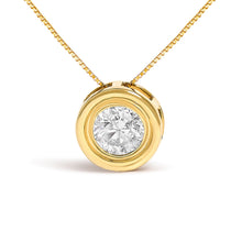 Load image into Gallery viewer, 14K Yellow Gold 1 3/8 Cttw Bezel Set Round Diamond Solitaire Pendant Necklace
