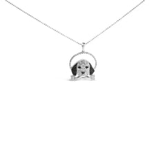 Load image into Gallery viewer, .925 Sterling Silver 1/4 Cttw White and Black Diamond Beagle Dog and Bone Pendant Necklace (I-J Color, I2-I3 Clarity) - 18" Inches
