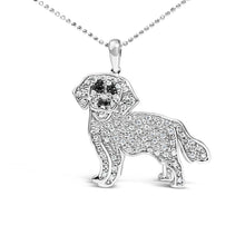 Load image into Gallery viewer, .925 Sterling Silver 1/3 Cttw White and Black Diamond  Labrador Retriever Dog Pendant Necklace (I-J Color, I2-I3 Clarity) - 18" Inches
