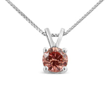 Load image into Gallery viewer, 10K White Gold 1/4 Cttw Round Brilliant Cut Lab Grown Blue Diamond 4-Prong Solitaire Pendant Necklace (Blue Color, VS2-SI1 Clarity) - 18"
