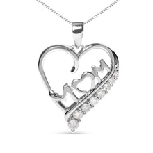 将图片加载到图库查看器，.925 Sterling Silver 1/4 Cttw Diamond  "Mom" and Open Heart 18" Pendant Necklace (I-J Color, I2-I3 Clarity)
