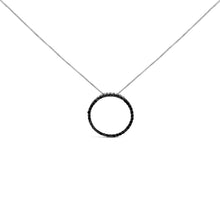 将图片加载到图库查看器，.925 Sterling Silver 4.0 Cttw Black Diamond Open Hoop Circle 18" Pendant Necklace (Black Color, I2-I3 Clarity)
