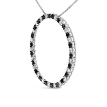 Load image into Gallery viewer, .925 Sterling Silver 3.0 Cttw Alternating Black and White Diamond Open Hoop Circle Pendant Necklace (H-I Color, I3 Clarity) - 18" Inches
