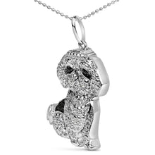 Load image into Gallery viewer, .925 Sterling Silver 1/2 Cttw White and Black Diamond Shih Tzu Dog 18" Pendant Necklace (I-J Color, I2-I3 Clarity)
