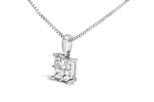 Load image into Gallery viewer, Sterling Silver 1/2 Cttw Princess-Cut Diamond 4 Stone Pendant Necklace
