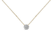 将图片加载到图库查看器，14K Yellow Gold Plated Sterling Silver 3/8 Cttw Diamond Cluster Pendant Necklace
