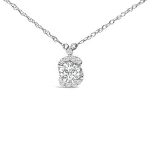 将图片加载到图库查看器，Sterling Silver 1.00 Cttw Lab Grown Diamond Oval Halo Pendant Bezel Station Necklace
