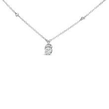 Load image into Gallery viewer, Sterling Silver 5/8 Cttw Lab Grown Diamond Oval Halo Pendant Necklace
