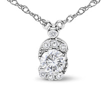 Load image into Gallery viewer, Sterling Silver 5/8 Cttw Lab Grown Diamond Oval Halo Pendant Necklace
