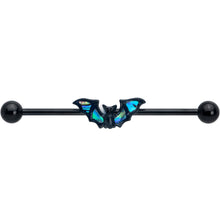 Load image into Gallery viewer, 14G Black Bat in Blue Industrial Barbell 38mm
