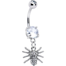 将图片加载到图库查看器，Clear CZ Gem Goth Glam Spider Dangle Belly Ring
