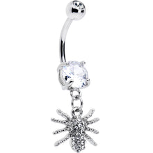 将图片加载到图库查看器，Clear CZ Gem Goth Glam Spider Dangle Belly Ring
