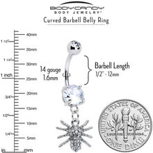 将图片加载到图库查看器，Clear CZ Gem Goth Glam Spider Dangle Belly Ring
