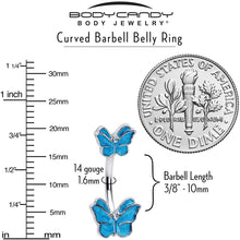 将图片加载到图库查看器，Simply Butterfly Blue Double Mount Belly Ring
