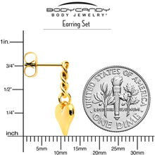 将图片加载到图库查看器，Gold Tone Chain Dangle Heart Stud Earrings
