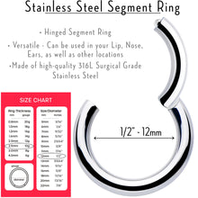 Load image into Gallery viewer, 10G 1/2 316L Surgical Steel Precision Hinged Segment Hoop
